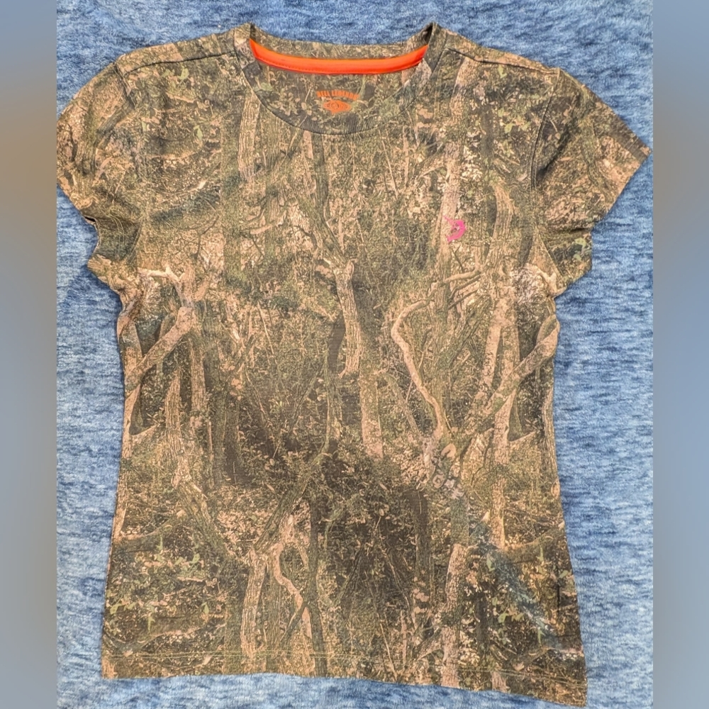 Reel Legends Kids Large Camo Tee with Pink Accent